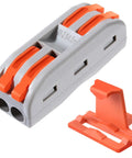 50 Pack Lever Wire Nut Electrical Connectors With Fixed Base For 2 Circuit Inline Splices 28-12 AWG Wiring shown with accessory