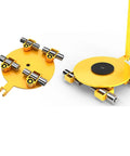 Heavy Duty Machine Skates And Rolling Dolly Plates Built Tough Rock Solid Platform Movers, yellow rolling dolly plates with reinforced casters.
