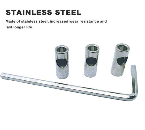Stainless steel RC pinion sleeve adapter set with hex wrench; includes three sleeves for 3.175mm to 5mm pinions.