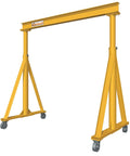 Heavy Duty Portable Gantry Crane With Fixed Span And Adjustable Height 8000 Lb Load Capacity Rugged Steel Frame Quick Setup For Garages And Workshop Areas in yellow.