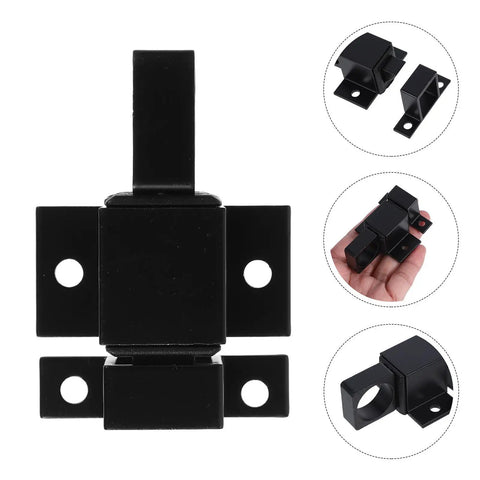 Heavy Duty Aluminum Screen Door Latch with push pull spring, self-closing black finish for doors, cabinets, windows, and drawers.