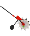 Hand Push Seeder With Equidistant Nozzles For Quantitative Sowing, No-Fuss Walk Behind Garden Planter With 10 Nozzles side view