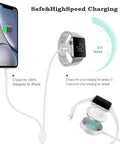Safe&HighSpeed Charging for iPhone and Apple Watch, detailing charging times for full charges and power cable connections.