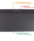 Extra Large Soldering Mat With Wrist Strap And Grounding Accessories, 23.6 By 13.8 Inches, heat resistant silicone mat with compartments for repair