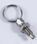 Close-up of Four Pack Heavy Duty Stainless Steel Spring Plunger Knob with pull ring for easy indexing and locking.