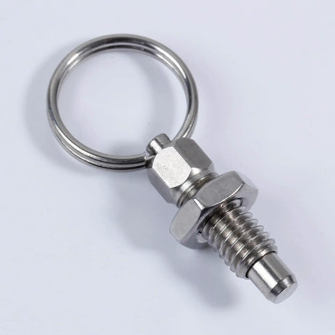 Durable Stainless Steel Thumb Knob Plunger Pins Four Piece Set Spring Loaded Indexing Switches For Tight Precision Work That Give Huge Bang For Your Buck On Any Garage Or Shop Build - single stainless steel plunger pin with keyring.