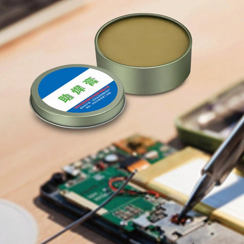 100G No Clean Flux Paste For Soldering And Electronics Repair Pro Grade Easy To Use Flux Cream beside soldering tool