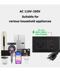 Israel Wall Power Socket With Dual Usb C And Usb A Ports Heavy Duty Flame Retardant PC Panel Switched Outlet Combo Type Twelve with appliances.