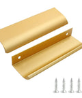 Rose Gold Edge Pulls 2 Pack Aluminum Finger Bar Cabinet Handles with screws, 120mm length for kitchen and home cabinets, view of both pulls
