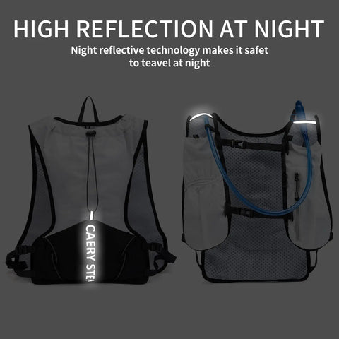 Ultralight Hydration Vest Backpack With 1.5L Water Reservoir, reflective straps, breathable nylon and 3D mesh panels