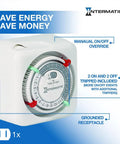 Versatile Indoor 24 Hour Mechanical Timer For Lamps And Appliances With Manual Override and Two Daily On Off Settings