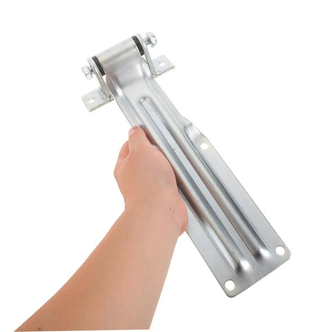Heavy Duty Truck Door Hinge With Universal Fit For Semi Trailer Doors And Cargo Box Doors Anti Corrosion Finish And High Strength Steel For Easy Install On Your Workhorse Truck Body And Trailer Applications, silver steel hinge held by hand