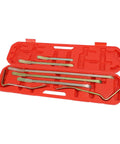 7 Piece Auto Body Repair Pry Bar Set With Curved And Straight Rods For Dent Removal On Cars And Trucks in red carrying case