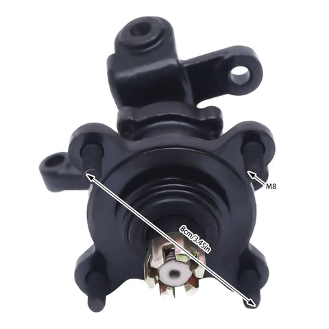 12 Inch Front Suspension Swing Arm Kit For Go Karts And ATVs DIY Ready Metal Swingarm Assembly Upper Lower Set 340mm Length Front Shock Kit Durable Go Kart Suspension Upgrade hub close-up with dimensions.