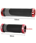 Lightweight Aluminum Bike Grips With 130mm And 90mm Lengths Fit 22.2mm Handlebars Anti Slip TPR Rubber Ergonomic Grip Red