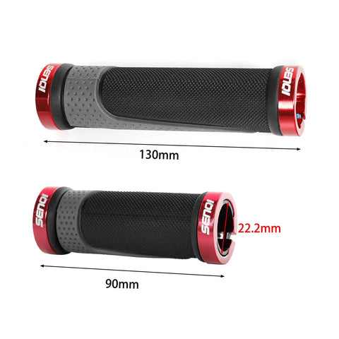 Lightweight Aluminum Bike Grips With 130mm And 90mm Lengths Fit 22.2mm Handlebars Anti Slip TPR Rubber Ergonomic Grip Red
