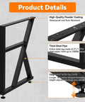 Built Different Industrial Metal Table Legs 30 By 24 Inch Heavy Duty Stand showcasing thick steel pipes and adjustable leg pads.