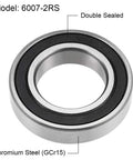 Beefy Deep Groove Ball Bearing 6007-2RS 35mm Bore 62mm OD 14mm Width Double Sealed Chrome Steel ABEC 3 P6 Precision