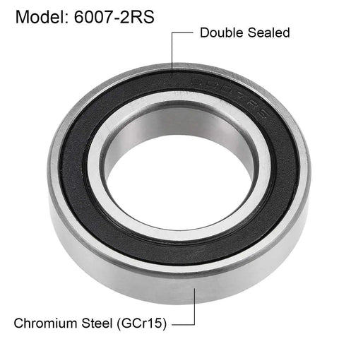 Beefy Deep Groove Ball Bearing 6007-2RS 35mm Bore 62mm OD 14mm Width Double Sealed Chrome Steel ABEC 3 P6 Precision