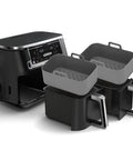 Must Have Reusable Silicone Air Fryer Liners For Dual Zone Baskets 6Qt To 8Qt Fits DZ201 DZ090 SL201 And Dual Ninja Foodi Models displayed