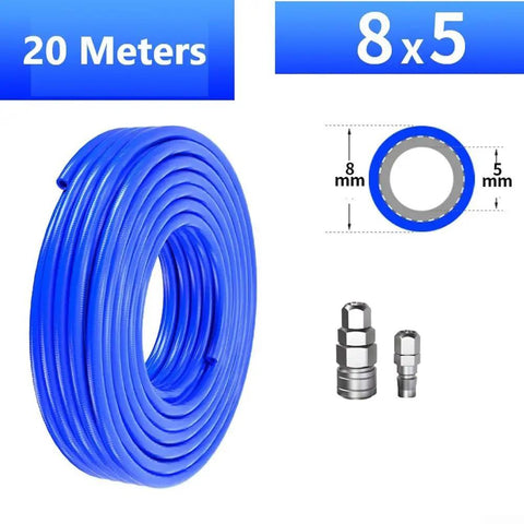 Beast Mode Kink Free Pneumatic Tubing 5X8MM Straight Air Compressor Hose 20 Meter Long with Type C Quick Disconnect Fittings