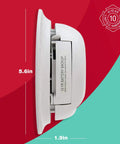 Hardwired Smoke And Carbon Monoxide Combo Detector With Adapter Plugs For No Sweat Swap Install And Ten Year Battery Backup side view with dimensions 5.6in height and 1.9in width.