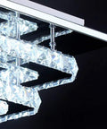 Close-up of the K9 crystal accents on the 9.8 Inch Square Crystal Flush Mount LED Ceiling Light With Switch Control Three Color Temperature 3000K 6500K K9 Crystal Mirror Base Non Dimmable 85 To 260V Low Profile Close To Ceiling Glam Crystal Glow For Modern Homes, highlighting the intricate crystal design and mirror base.