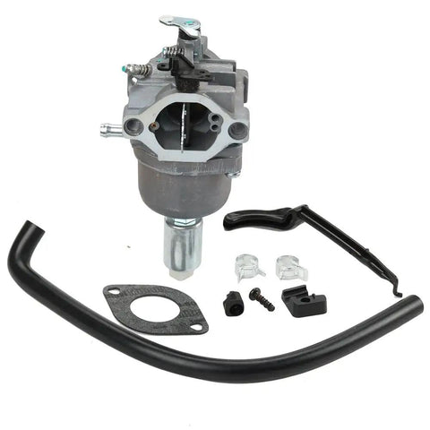 Carburetor Kit For John Deere Lawn Tractors LA105 LA115 108 102 X120 X145 L107 L108 LA125 D110 D105 Bolt On And Go With Factory Calibrated Fit By Replacement MIA11474 MIA12509 MIA11520 showing main parts and tubing on white background