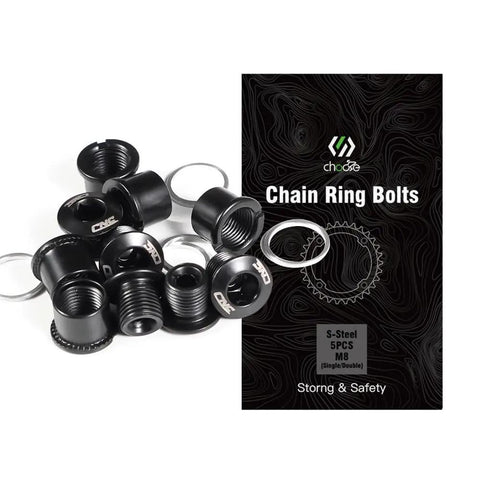 Dope Bike Chainring Bolts And Nuts Set For 2x And 3x Chainrings M8 Bolts And M8 Nuts T25 Steel Black Finish Five Pack