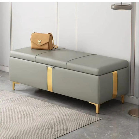 Gold 4 Inch Metal Furniture Legs With Pre Drilled Holes And Mounting Screws, 4 Pack Cabinet Sofa TV Stand Feet on stylish bench