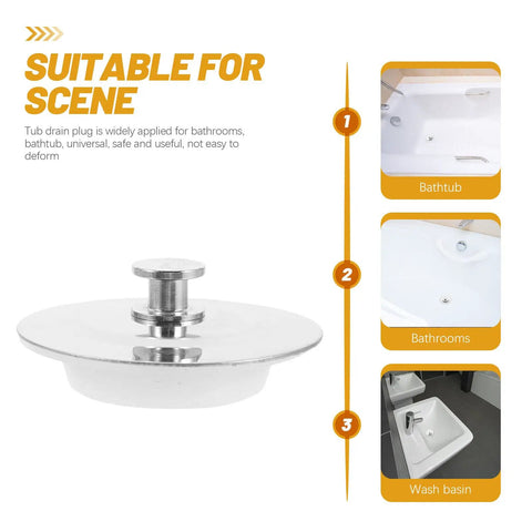 Bathtub Drain Plug Silicone and Stainless Steel for 42-44mm Holes, shown from the side, designed for easy water retention.