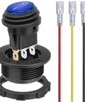 Round Rocker Switch 12V SPST On Off Toggle 3 Pin With Waterproof Cover For Marine Automotive RV And Boat Use LED Indicator Light Easy 20mm Panel Cutout Install Durable Waterproof Panel Mount, blue cap with wires