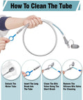 Go To 2L Hydration Bladder Kit With Cleaning Kit For Hiking Backpacks, showing cleaning process for tube and valve.