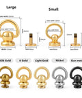 Top Tier 20 Pack Solid Brass Ball Chicago Studs Heavy Duty Screw Rivets With D Rings Badass Hardware For Leathercraft Belt Straps Wallet Chains And Diy Gear Gilt Gold Small product sizes and color options displayed.