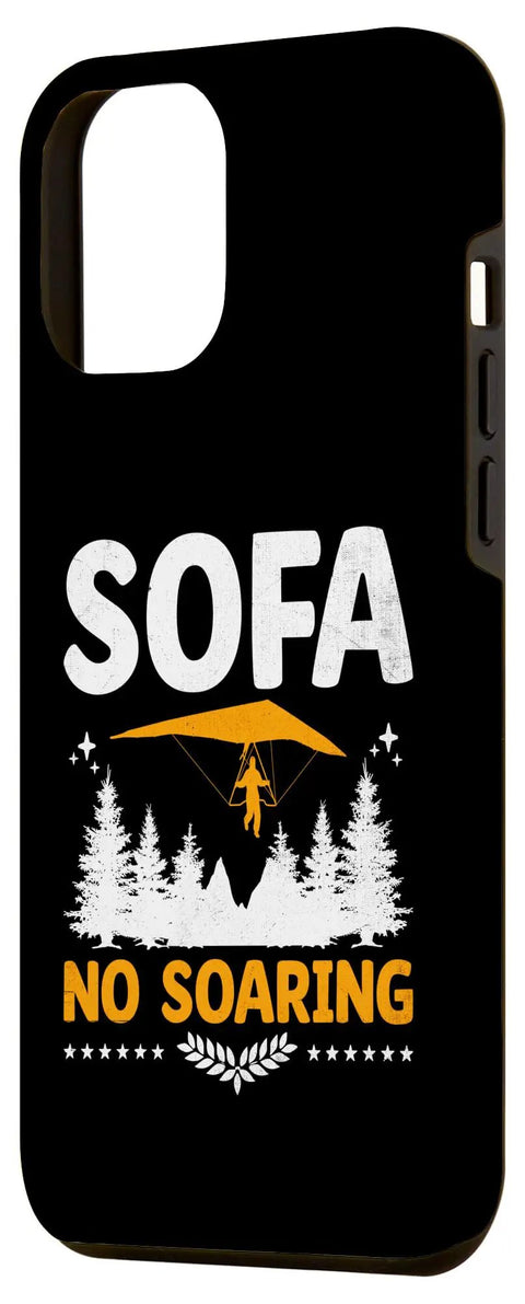 Hang Glider Pilot Phone Case For 15 Plus With Sofa No Soaring Design featuring trees and silhouette of glider in black