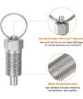 Solid Stainless Steel Spring Plunger With M16x1.5 Thread And 8mm Pin Shaft close-up with pull ring for manual adjustment.