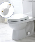 Two Packs Bird Shaped Toilet Bolt Covers Ceramic Screw Caps For Toilet Bolts Easy Install Cute Bathroom Decor White Replacement Parts For Bottom Of Toilets shown installed on a toilet with a close-up inset of a single cover.
