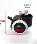 Slick Rolling Office Chair Wheels With Silent Non Marking Pu Twin Rollers For Smooth Desk Ride And Hardcore Floor Guarding, 50mm size.