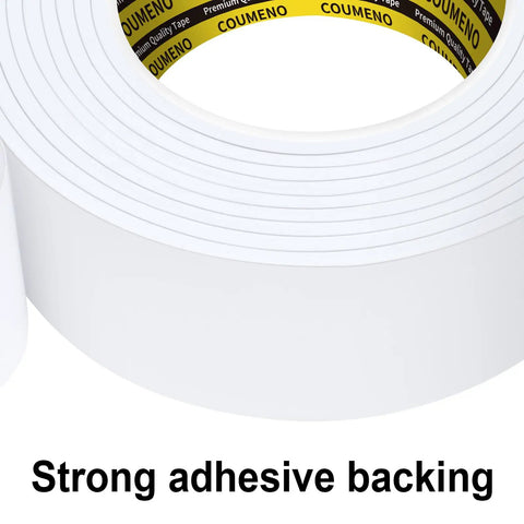 Top Shelf White Self Adhesive Foam Tape 1 Inch By 10 Feet Heavy Duty Weather Stripping with strong adhesive backing.