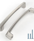 Heavy Duty Zinc Alloy Cabinet Pulls With Slick Brushed Satin Nickel Finish, 6 Inch Center To Center Drawer Handles For Kitchen Cabinets, Tough As Nails 10 Pack Home Glow Up Set with screws.