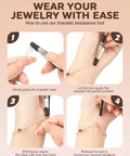 Step-by-step guide using Portable Bracelet Helper Tool With Rubber Tip Clips And 1mm Round Hook for easy solo fastening.