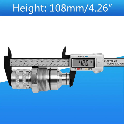 Hydraulic Female Flat Face Quick Coupler 48mm Thread Beefed Up Quick Attach measured with caliper, compatible with Case and John Deere.