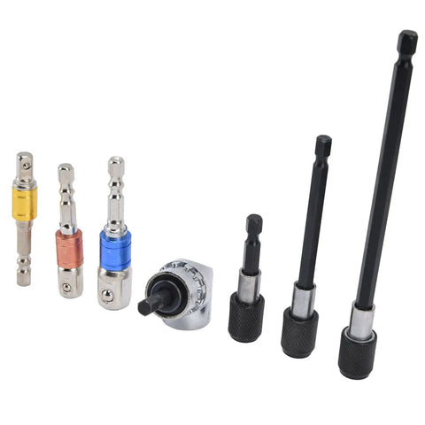 Grab This Epic 7-Piece Impact Grade Power Hand Tool Set With Magnetic Socket And Hex Shank Drill Adapter Perfect For All Your Drilling Gigs And Heavy Duty Jobs Guaranteed To Rock Your World. 7-piece chrome vanadium steel drill adapter set