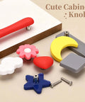 Assorted cute cabinet knobs including flower, moon, cloud, and star shapes, ideal for nursery or bedroom decor.