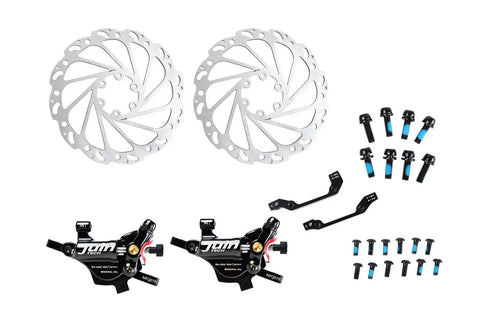 M1 Hybrid Hydraulic Disc Brake Caliper Set Beefed Up Stopping Power With Cable Actuated Post Mounts components front and rear