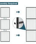 Assembly diagram for 30 X 84 Inch Metal And Glass Sliding Barn Door With Installation Hardware Kit And Soft Close, disassembled view