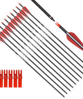 Carbon Arrows For Archery Hunting And Target Practice 26-Inch Arrows With Removable Tips For Compound And Recurve Bows 500 Spine 12 Pieces
