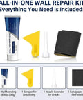 All In One Drywall Repair Kit With Quick Dry Mending Paste, Scraper, Nozzle Extender And Sandpaper For Fast Hole Fix And Smooth Surface Mending, No Brainer Diy Wall Repair For Home Or Office Projects including paste, scraper, extender, and sandpaper