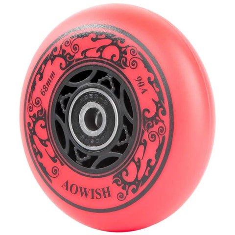 Red 68mm 90A Ripster Wheel with ABEC 9 Bearings for Mini Ripstik Ripstick Mini 2-Wheeled Caster Board Carving Wave Board