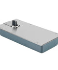 Glass Door Hinge Closer With Hydraulic Floor Spring, steel floor spring hinge on white background, angled view